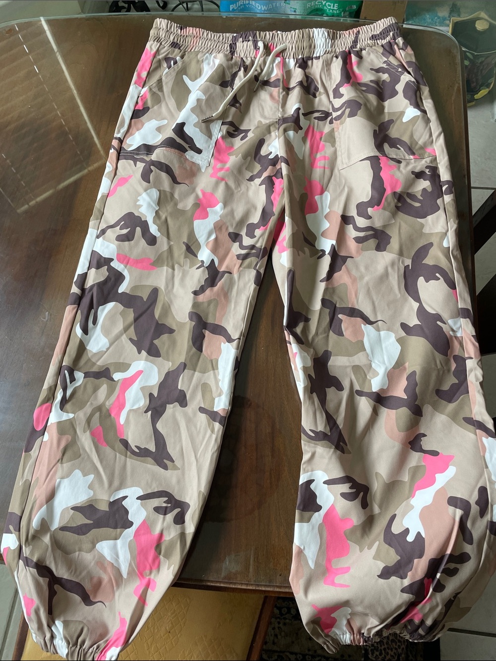Kids Camouflage Cargo Joggers - Pink & Tan Camo